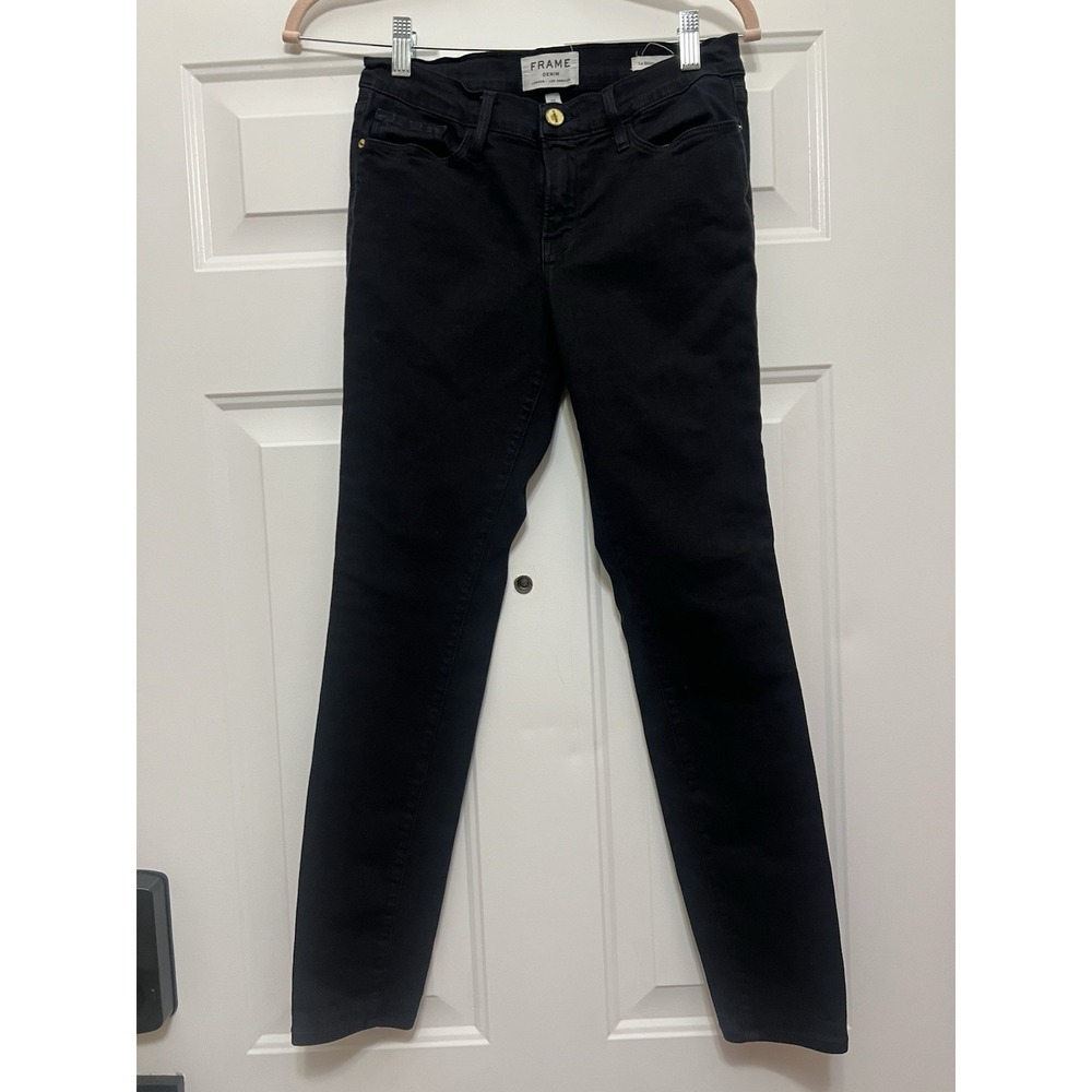 Women's‎ FRAME Denim Size 27 Le Skinny De Jeanne Black Distressed Jeans